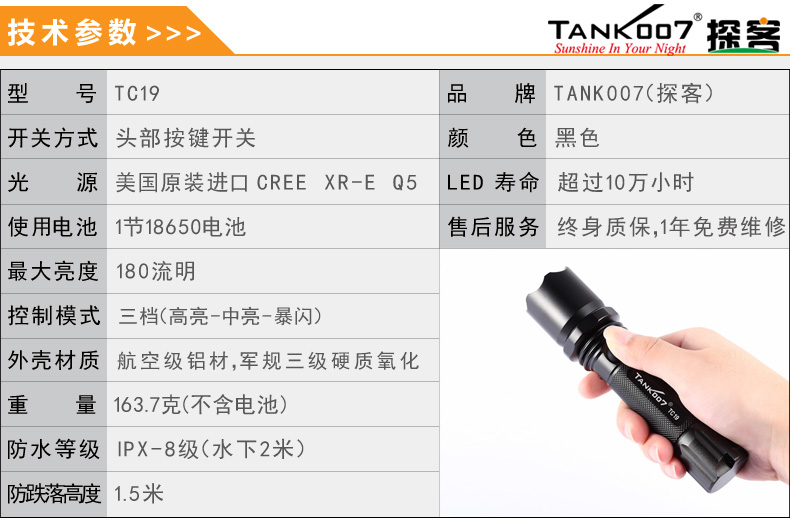 選購強(qiáng)光手電筒什么品牌好？探客TANK007手電筒生產(chǎn)廠家